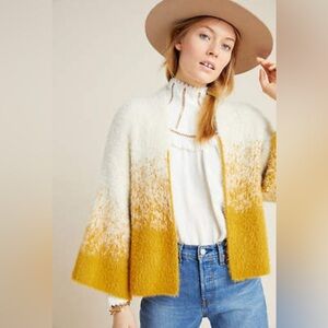 Anthropologie x Akemi + Kin Yellow and White Open Front Cardigan One Size Womens